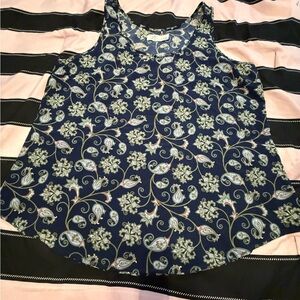 Time and Tru Navy Floral Paisley Tank Top